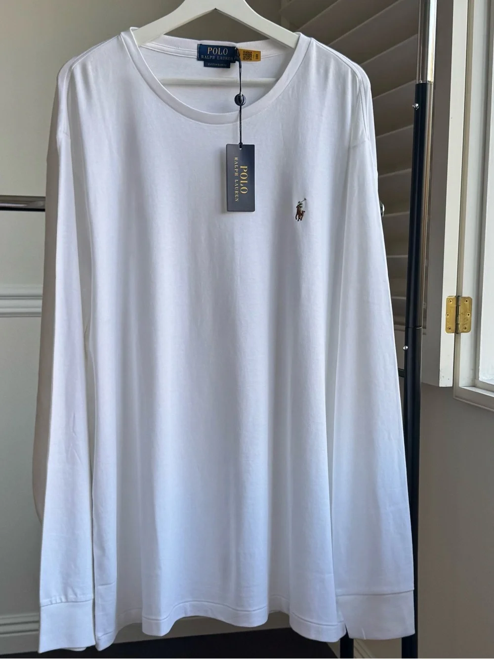 Polo Ralph Lauren White Custom Slim Fit Long Sleeve Crewneck T-Shirt XXL NWT